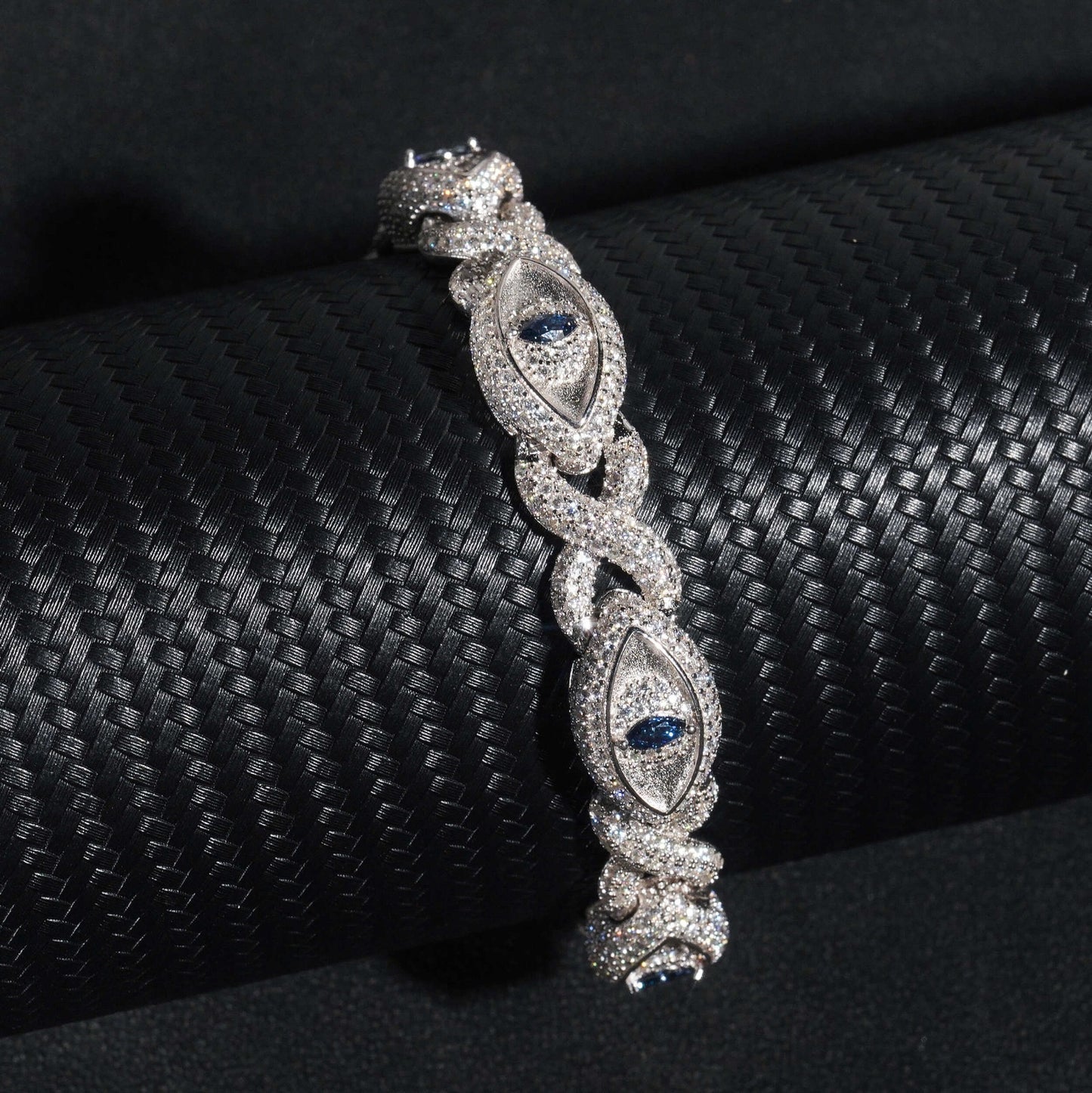 10MM 925 Silver Blue Angle Eye Bracelet Moissanite