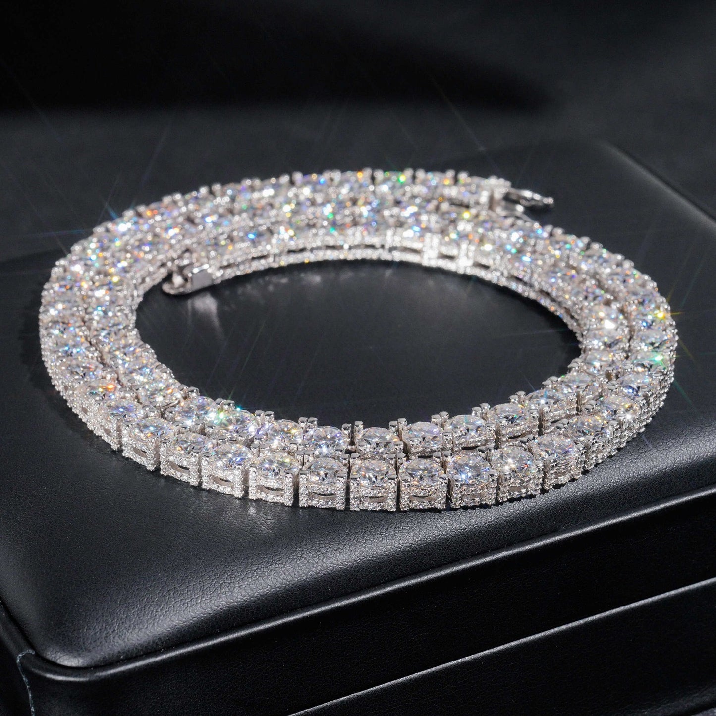 5MM Fully Flooded 925 Silver Tennis Chains Moissanite