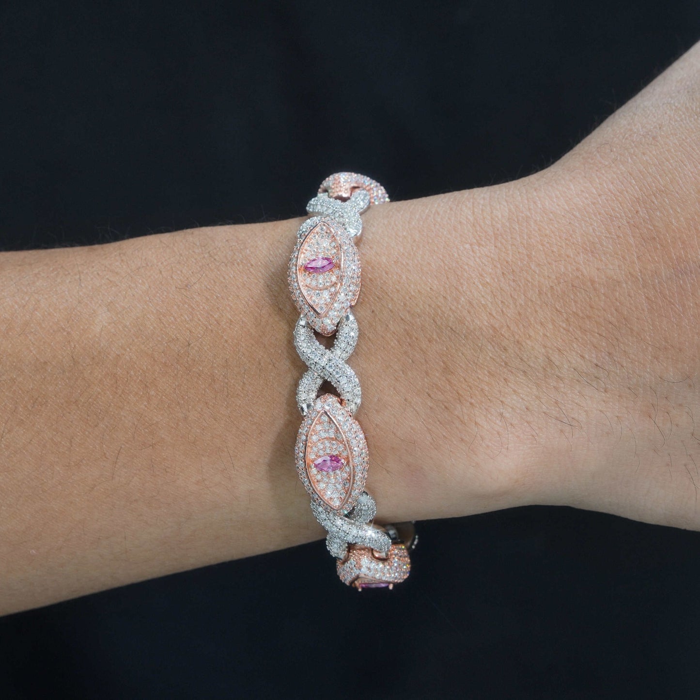 13MM 925 Silver Rose Angle Eye Bracelet Moissanite