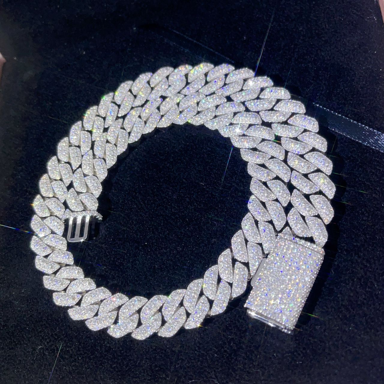 14MM Moissanite Cubans 3 Row